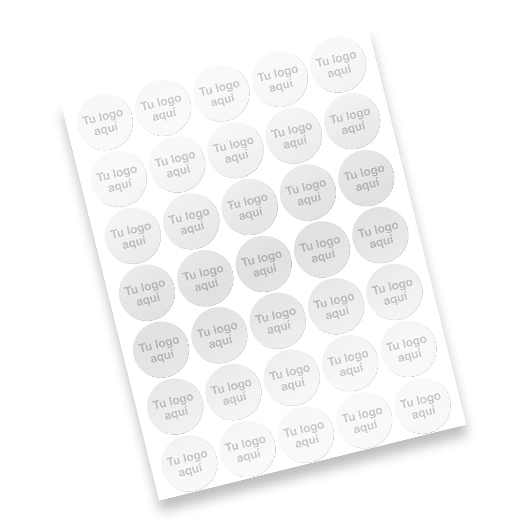 Hoja de 35 pegatinas con logotipo personalizado redondo