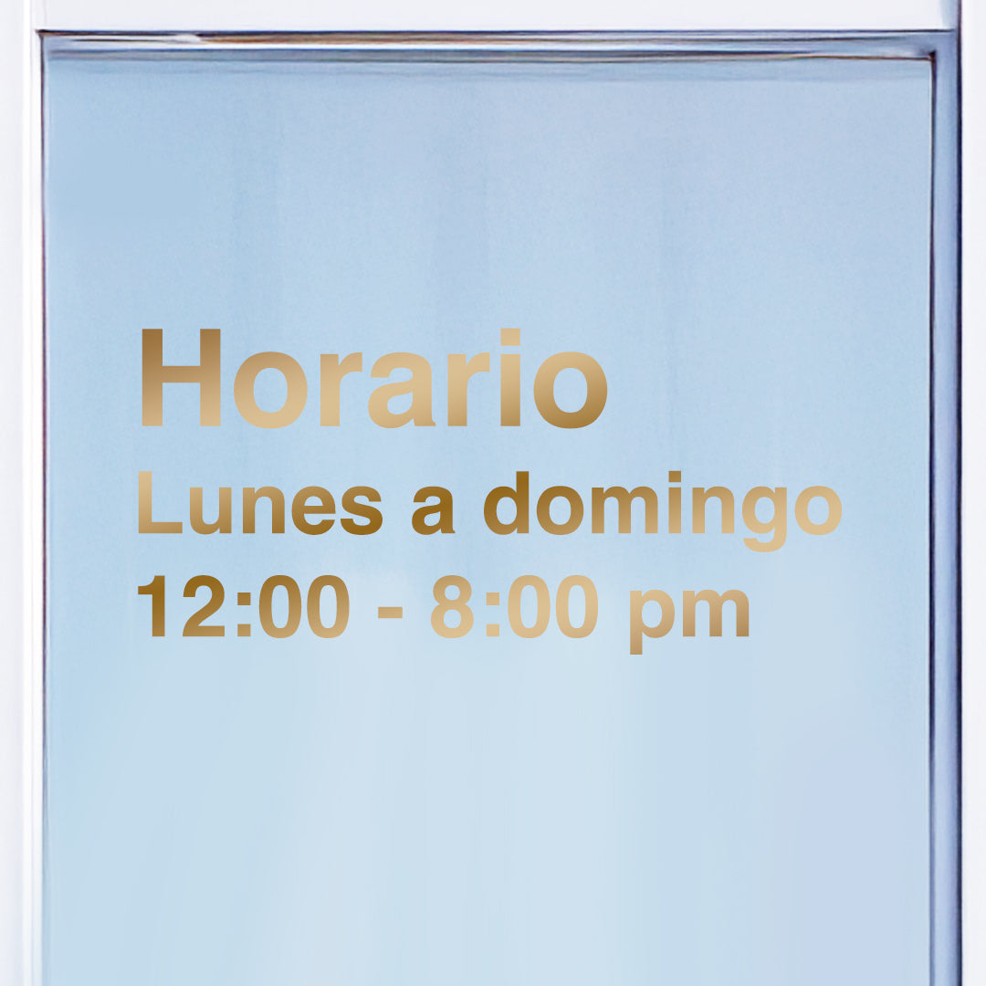 Vinilo de horario comercial personalizado