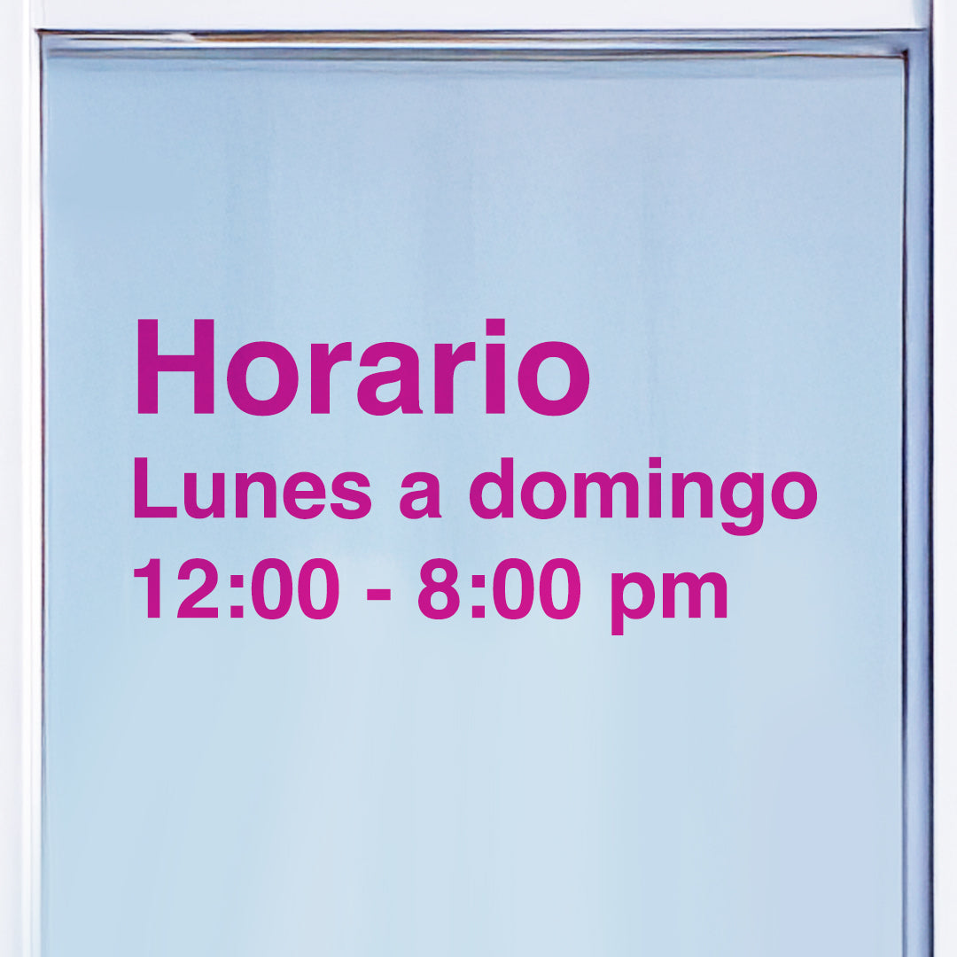Vinilo de horario comercial personalizado
