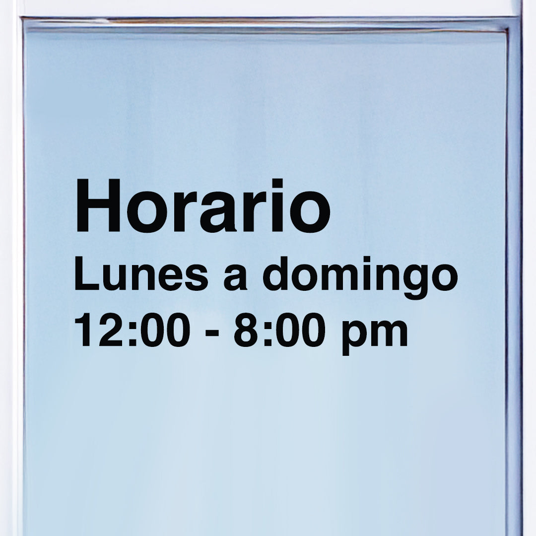 Vinilo de horario comercial personalizado