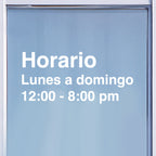 Vinilo de horario comercial personalizado