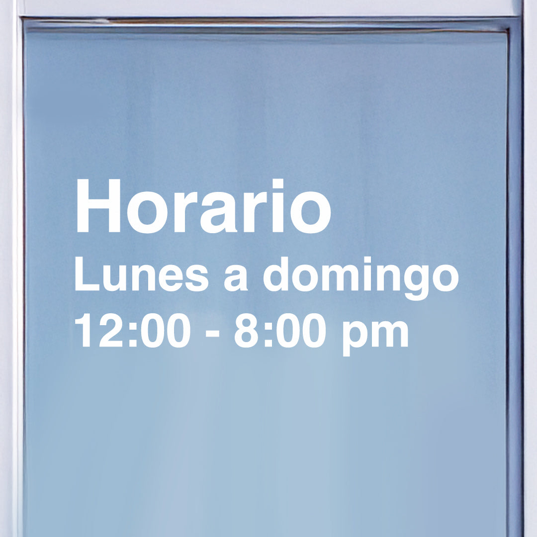 Vinilo de horario comercial personalizado