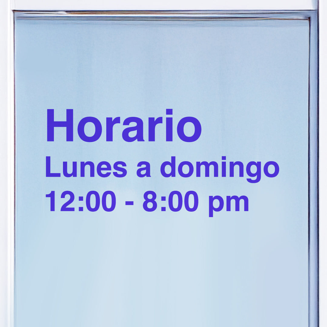 Vinilo de horario comercial personalizado