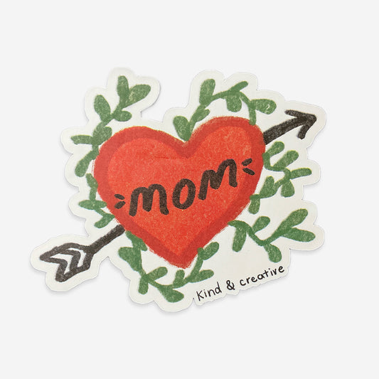 Pegatina de corazón de mamá