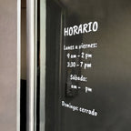 Vinilo de horario comercial personalizado